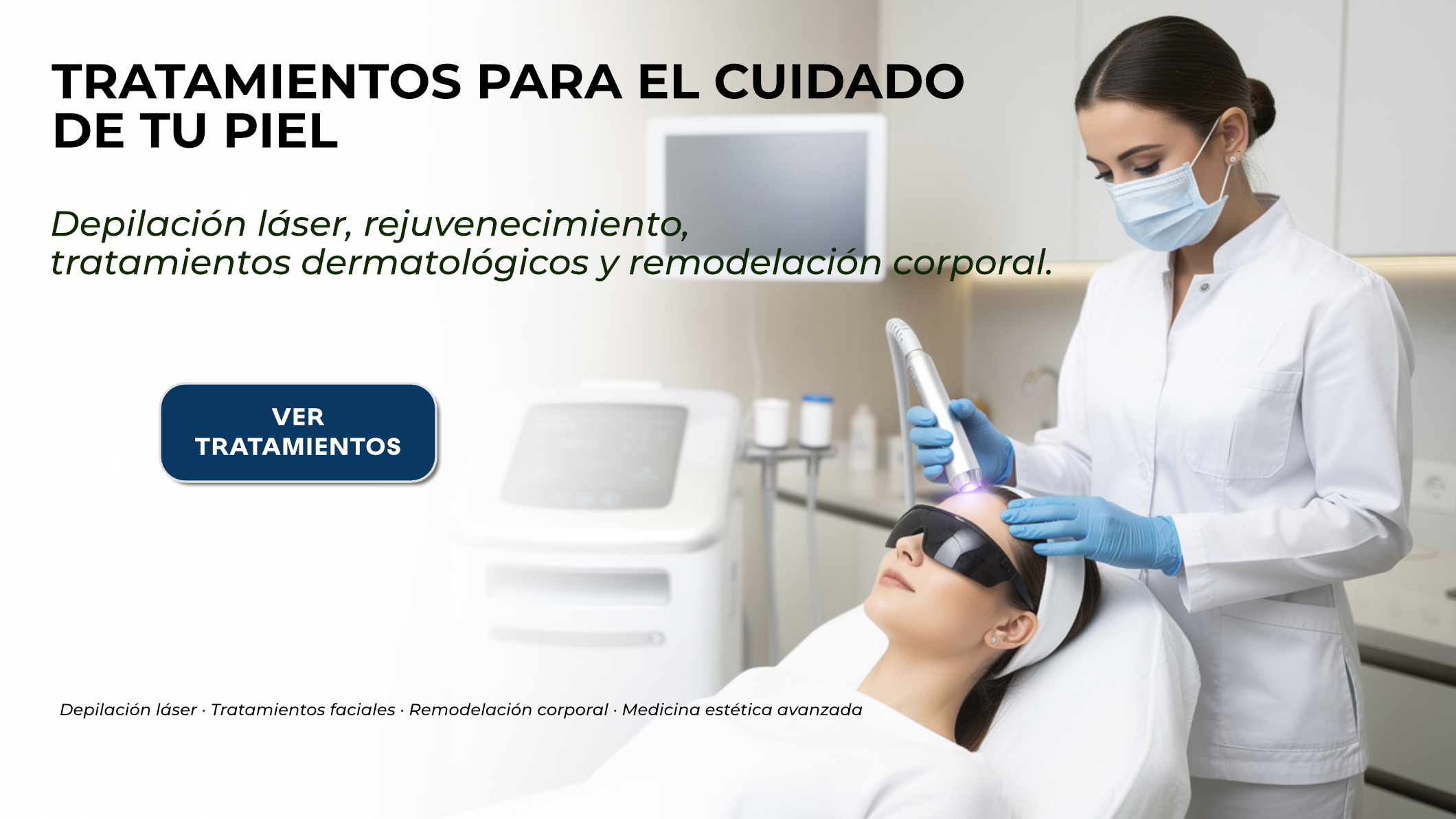 Procedimiento de rejuvenecimiento facial con láser realizado en clínica de medicina estética